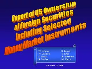 Report of US Ownership of Foreign Securities Including Selected Money Market Instruments