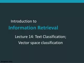 lecture 14 text classification vector space classification