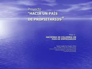 proyecto hacia un pa s de propietarios