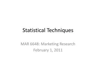 Statistical Techniques