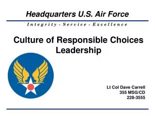 Culture of Responsible Choices Leadership