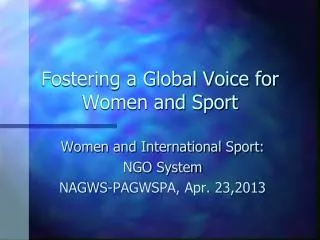 Fostering a Global Voice for Women and Sport