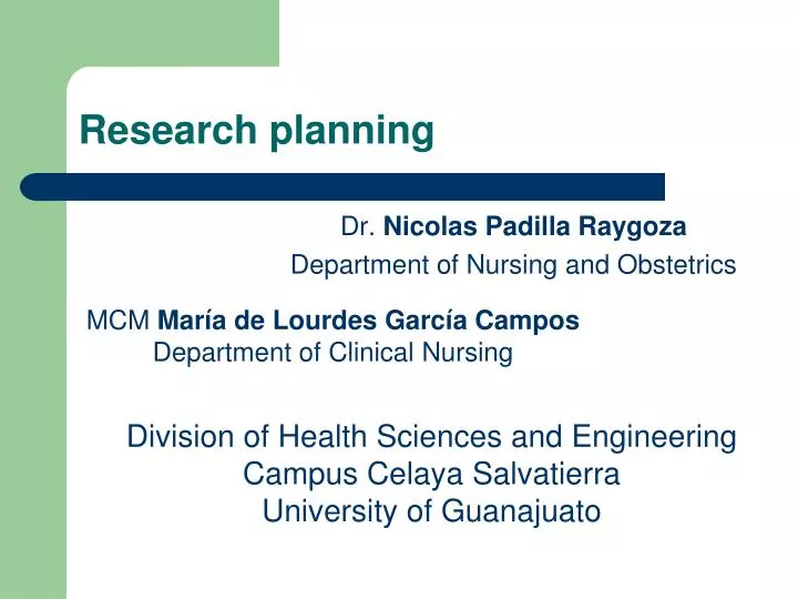 research planning