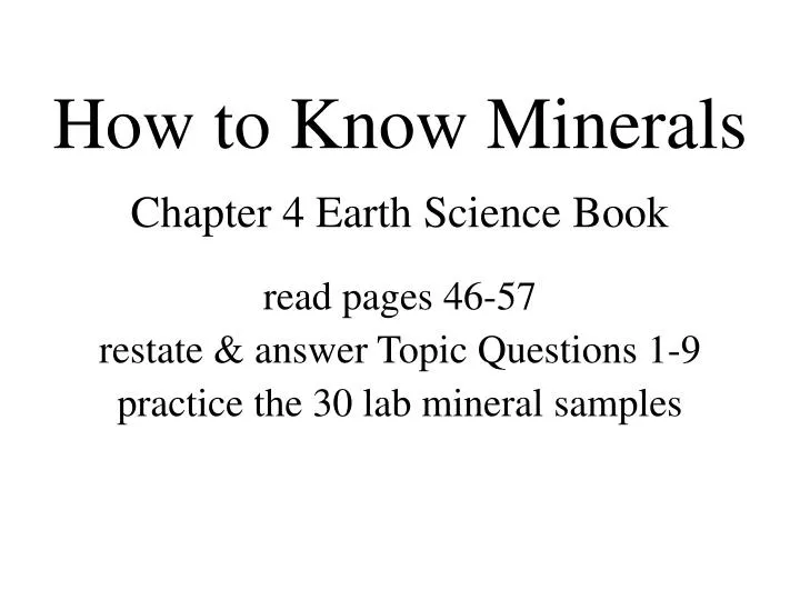 how to know minerals