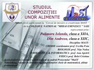 studiul compozi iei unor alimente