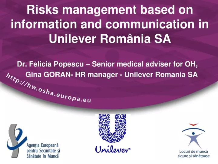 risks management based on information and communication in unilever rom nia sa