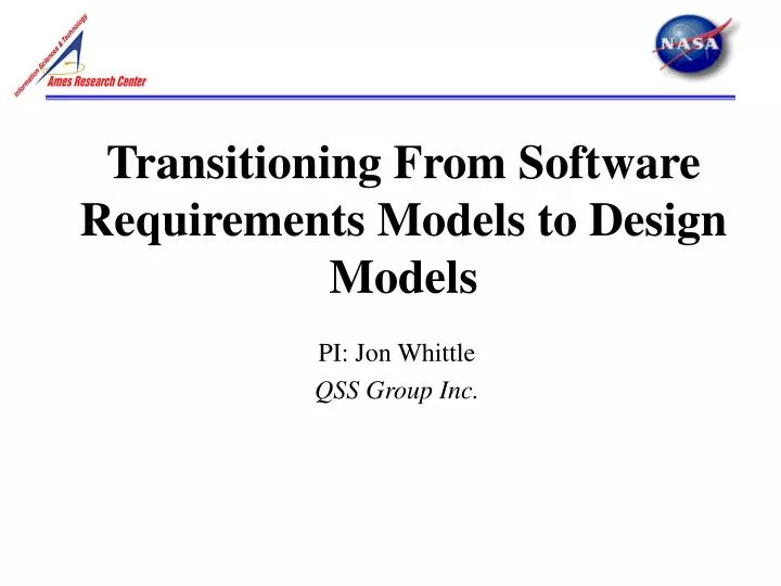 transitioning from software requirements models to design models