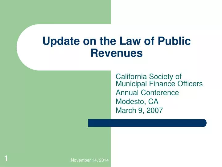 update on the law of public revenues