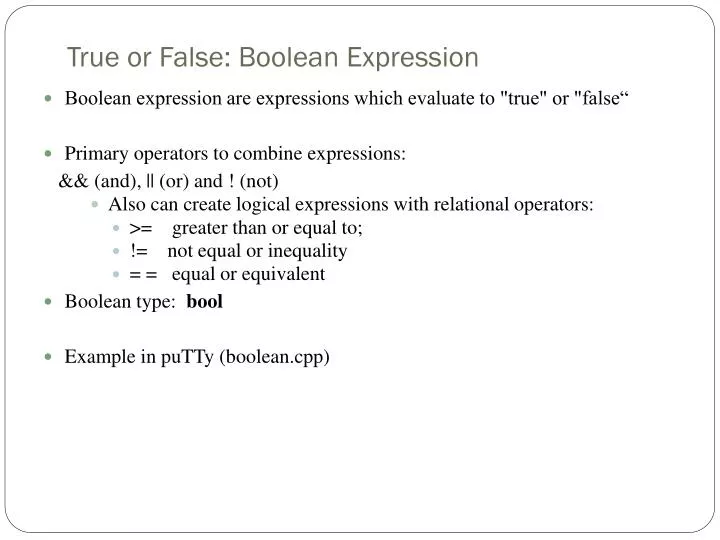 true or false boolean expression