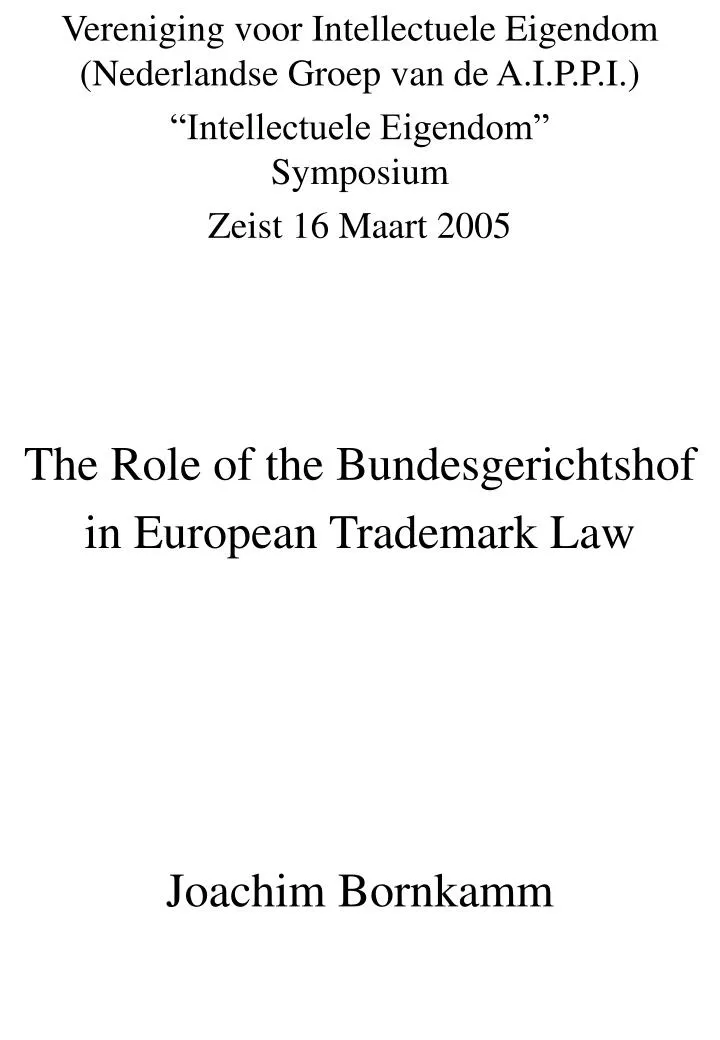 the role of the bundesgerichtshof in european trademark law