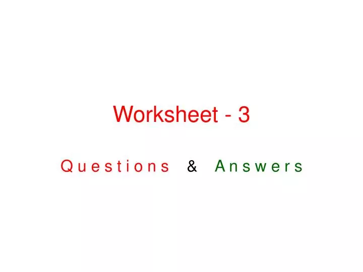 worksheet 3