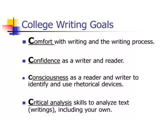 College Writing Goals