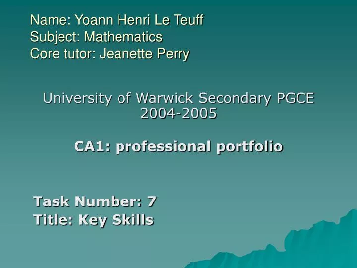 name yoann henri le teuff subject mathematics core tutor jeanette perry