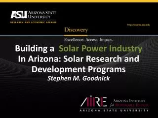 Building a Solar Power Industry In Arizona: Solar Research and Development Programs