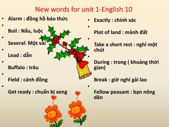 new words for unit 1 english 10