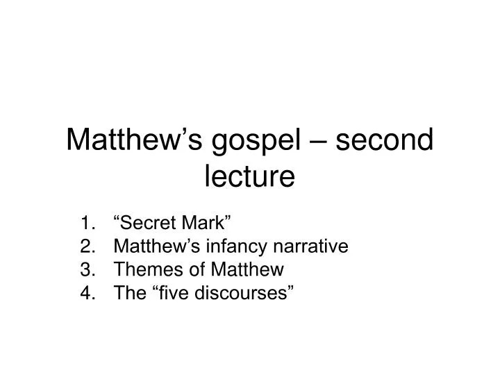 matthew s gospel second lecture