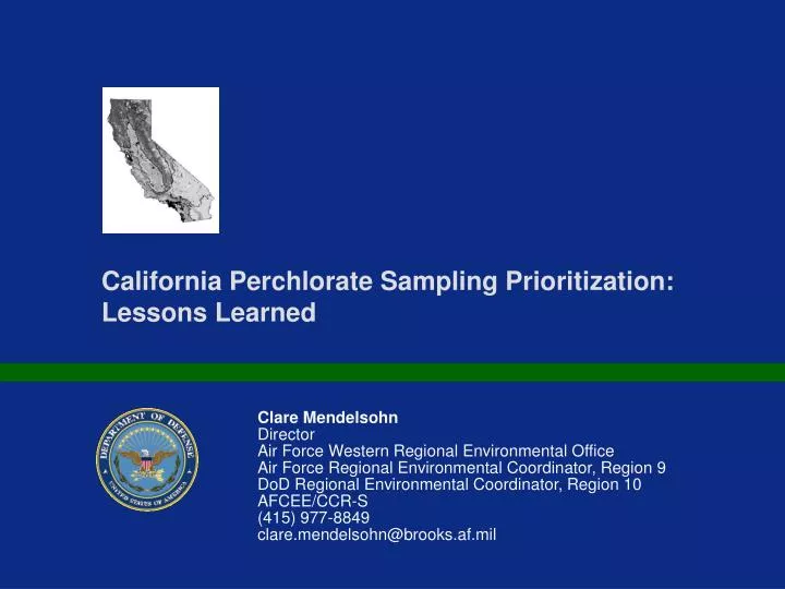 california perchlorate sampling prioritization lessons learned