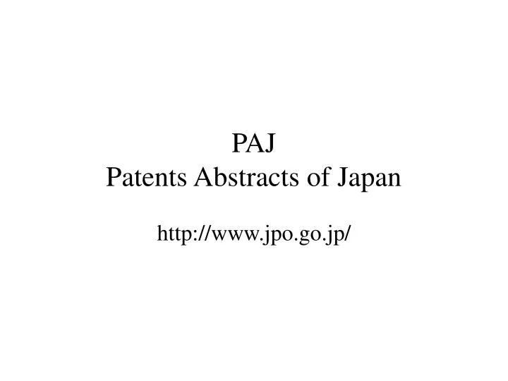 paj patents abstracts of japan