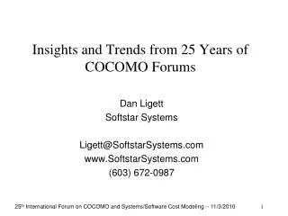Insights and Trends from 25 Years of COCOMO Forums