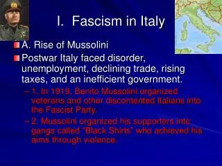 I. Fascism in Italy