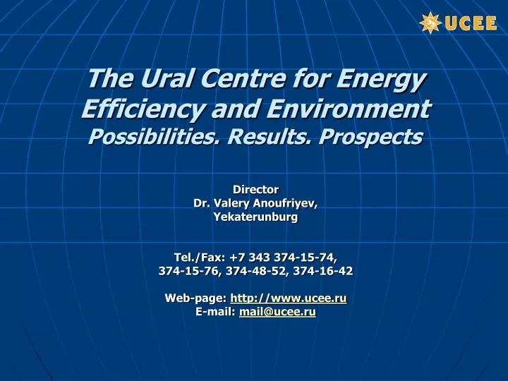 the ural centre for energy efficiency and environment possibilities results prospects