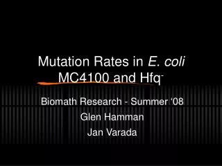 Mutation Rates in E. coli MC4100 and Hfq -