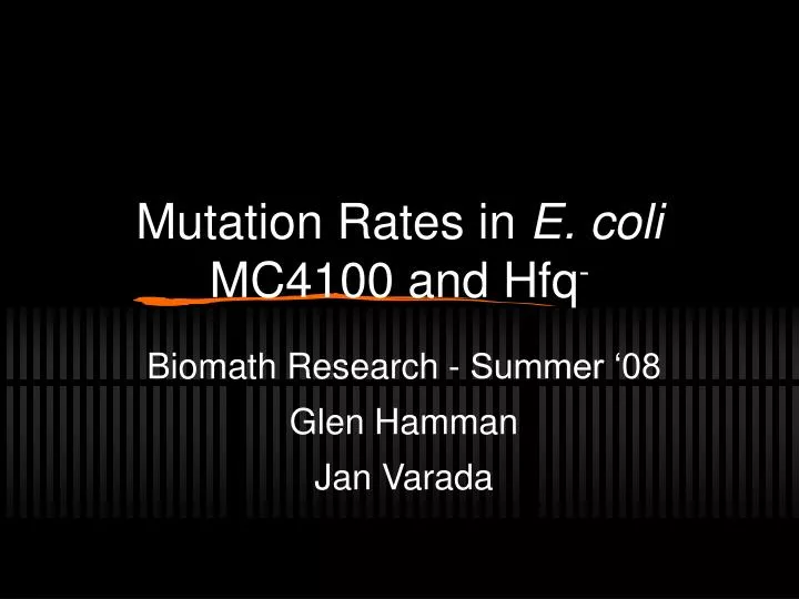 mutation rates in e coli mc4100 and hfq