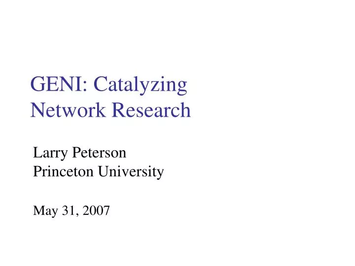 geni catalyzing network research