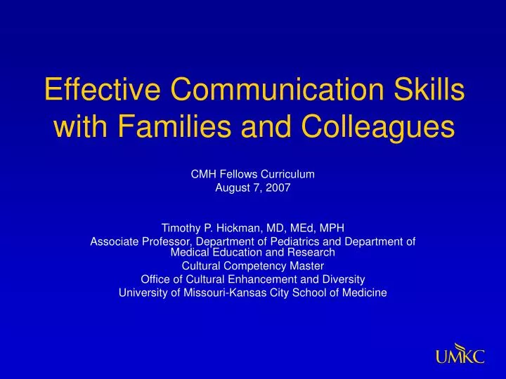 effective communication skills with families and colleagues