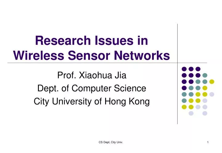 research issues in wireless sensor networks
