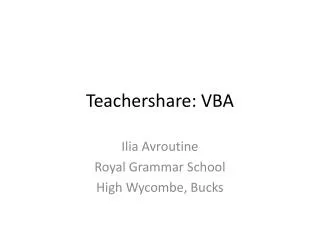 Teachershare : VBA