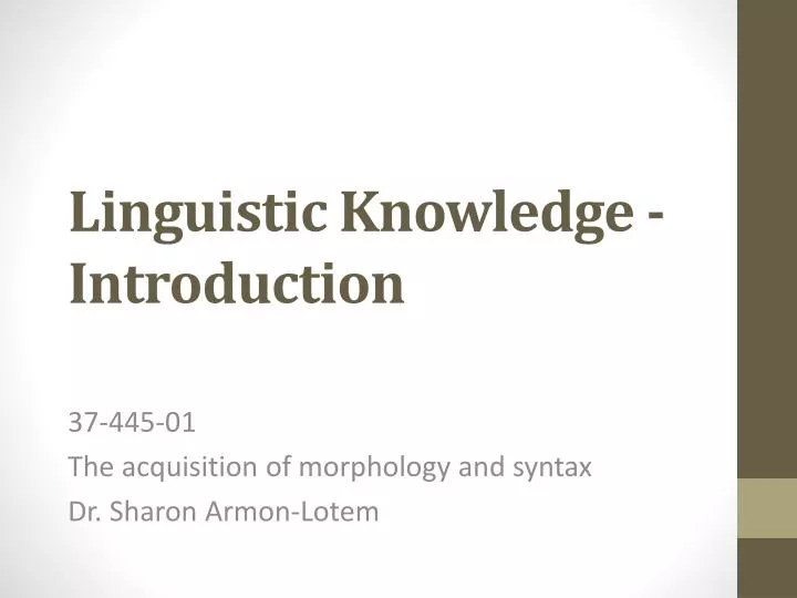 linguistic knowledge introduction
