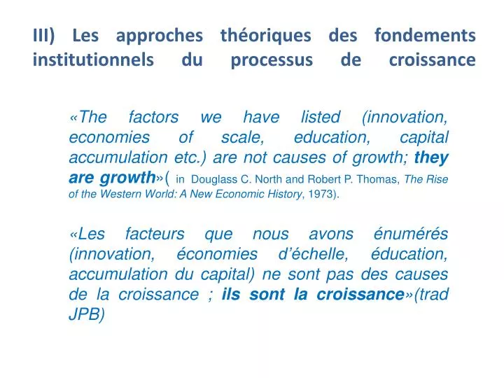 iii les approches th oriques des fondements institutionnels du processus de croissance