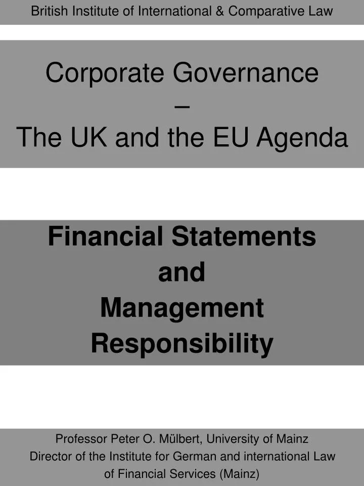 corporate governance the uk and the eu agenda