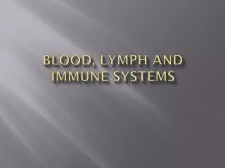 Blood, Lymph and Immune Systems