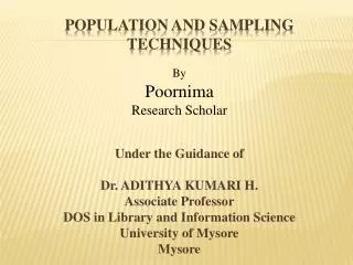 Population and sampling techniques