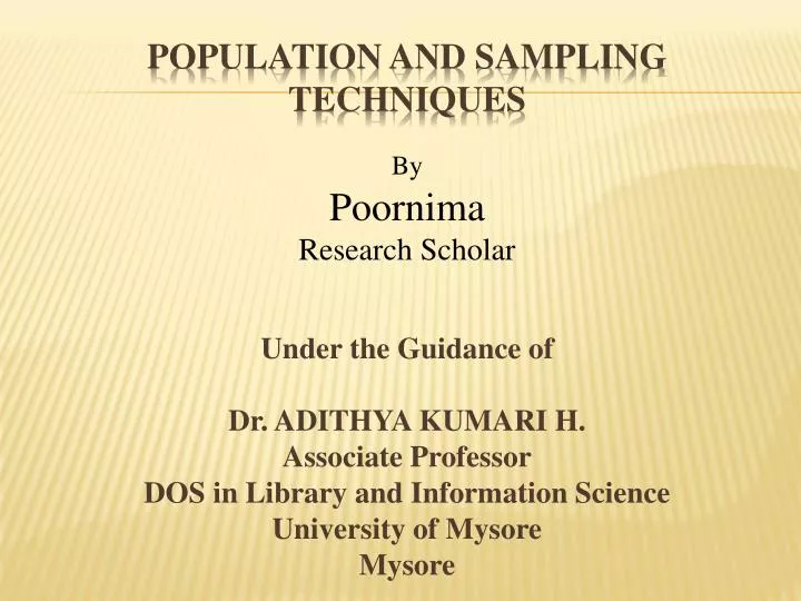 population and sampling techniques