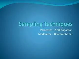 Sampling Techniques