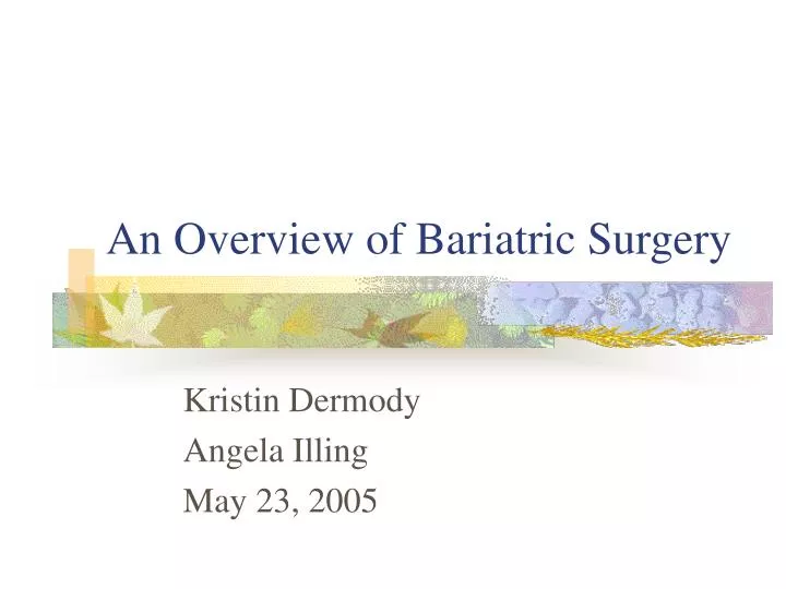 an overview of bariatric surgery