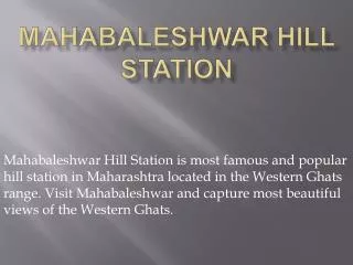 Mahabaleshwar Hill Station