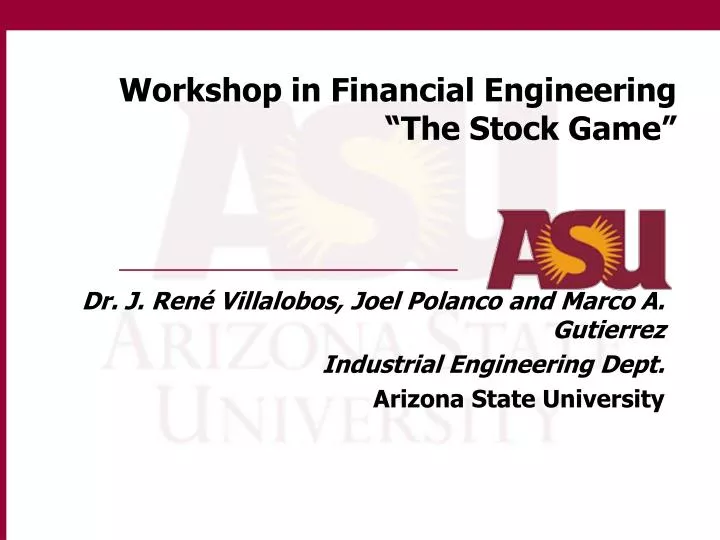 workshop in financial engineering the stock game