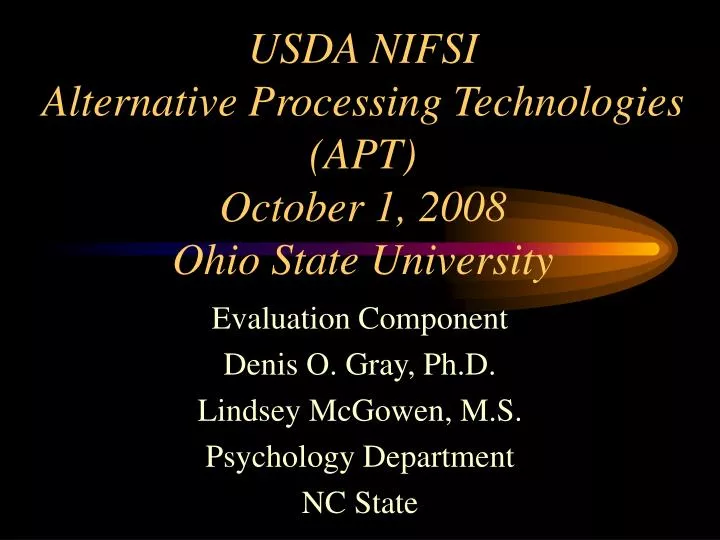 usda nifsi alternative processing technologies apt october 1 2008 ohio state university
