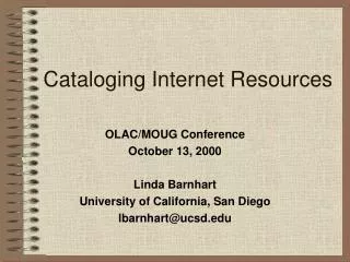 Cataloging Internet Resources