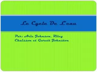 le cycle de l eau