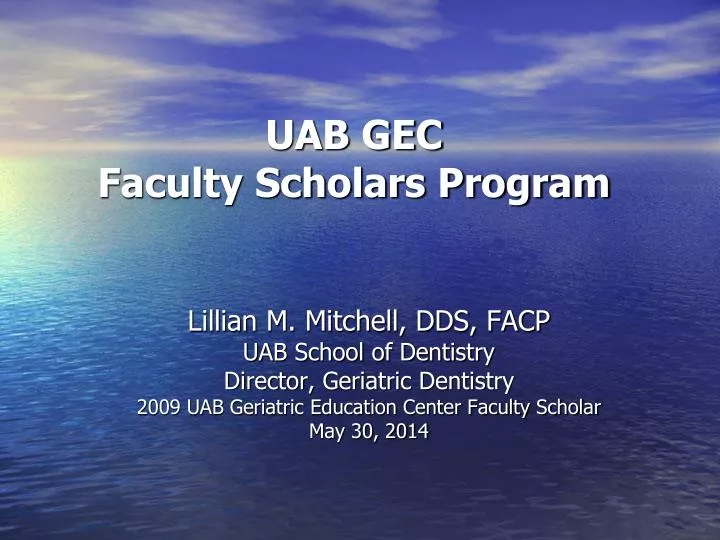 uab gec faculty scholars program