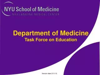 Department of Medicine Task Force on Education