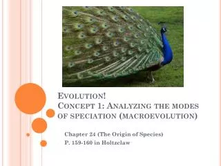 Evolution! Concept 1: Analyzing the modes of speciation (macroevolution )