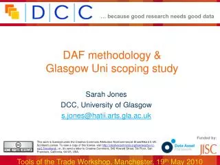 DAF methodology &amp; Glasgow Uni scoping study