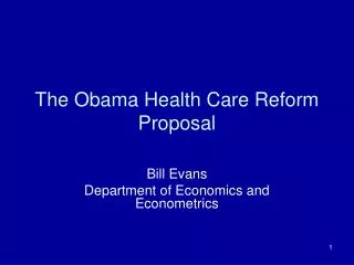 The Obama Health Care Reform Proposal