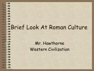 Brief Look At Roman Culture